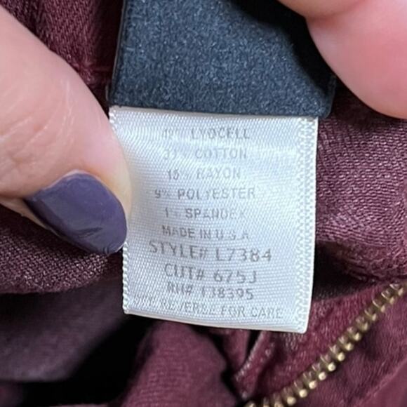 Flying Monkey Jeans Women's Size 25 Low Rise Skinny Burgundy Denim Raw Hem - Picture 7 of 8